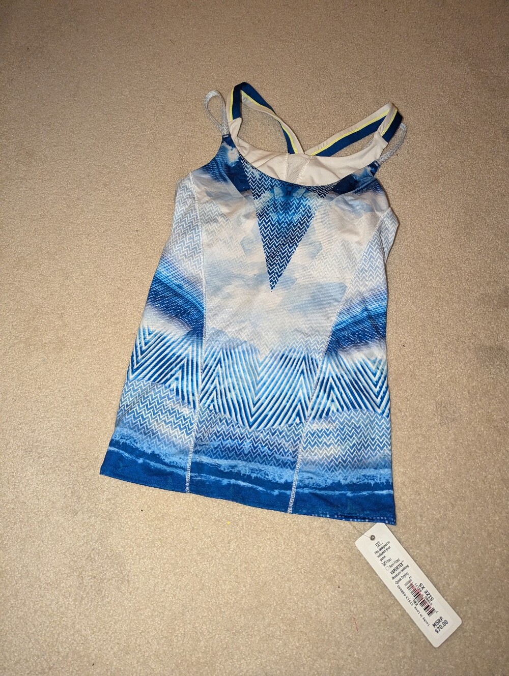 Nwt Lucky In Love Axis Point Active Fit Bralette Tank in Electric Blue sz xs